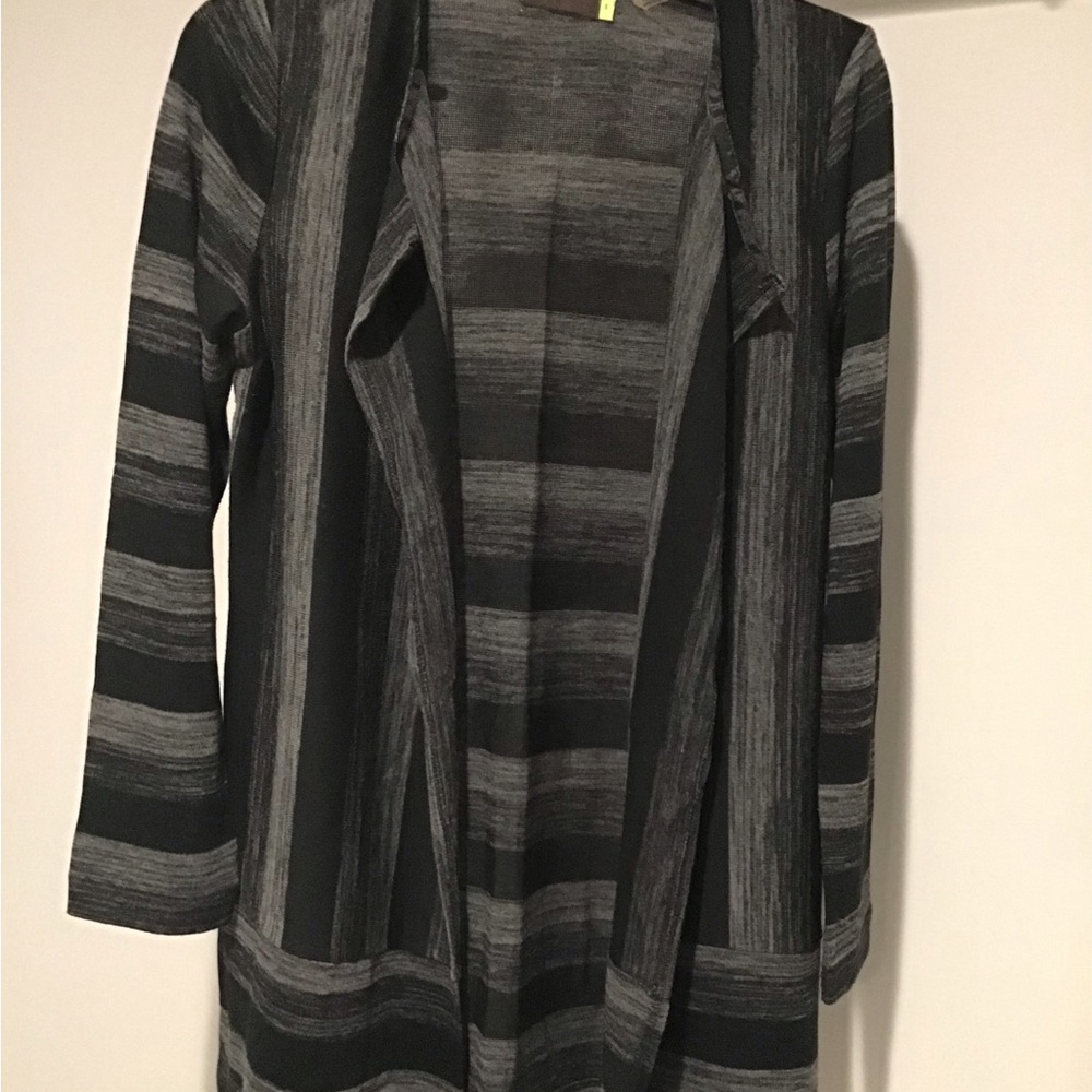 Striped Gray Women's Cardigan Sweater